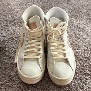 Stylish Cream High-Top Athletic Shoes
